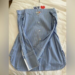 Rag & Bone striped poplin off shoulder shirt